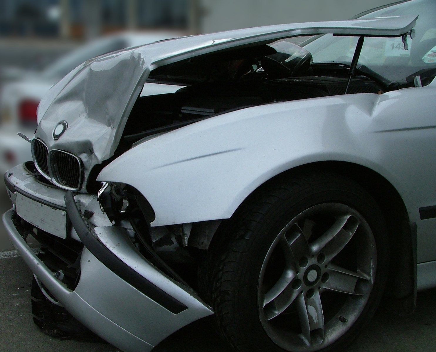Accident damaged vehicle requiring panel repair
